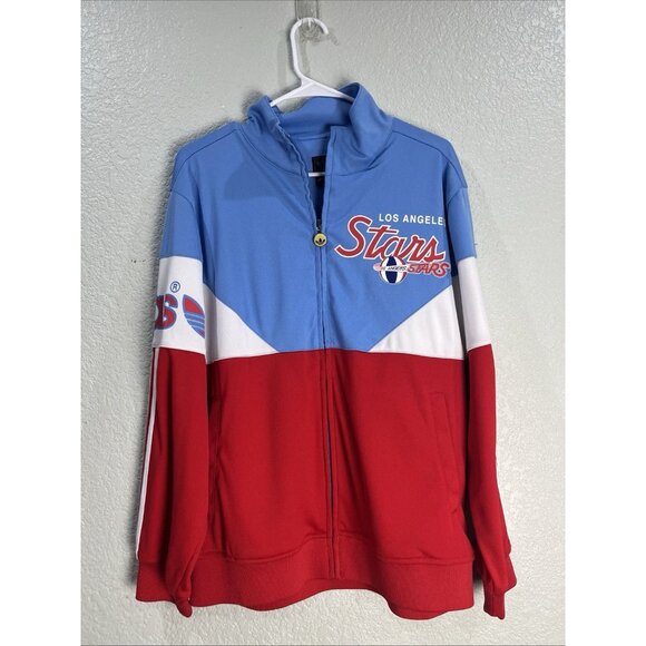 Adidas Full Zip Jacket Mens S Red Blue Los Angeles Stars Track Basketball Retro - Picture 1 of 7